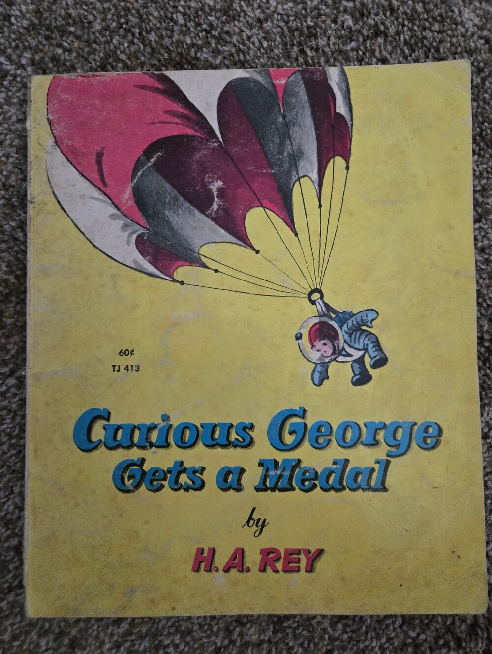 Vintage 1970 Curious George Gets a Medal H.A. Rey Scholastic TJ 413 8th Printing